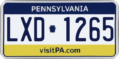 PA license plate LXD1265