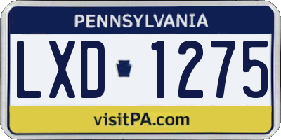 PA license plate LXD1275