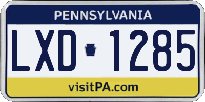 PA license plate LXD1285