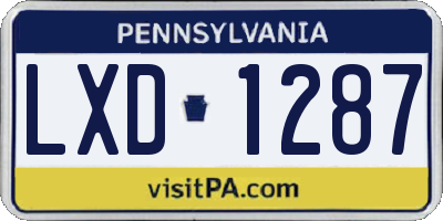 PA license plate LXD1287