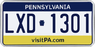 PA license plate LXD1301
