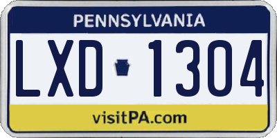 PA license plate LXD1304