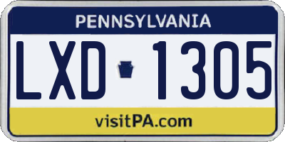 PA license plate LXD1305
