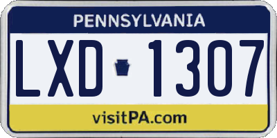 PA license plate LXD1307
