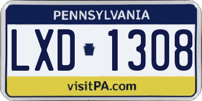 PA license plate LXD1308