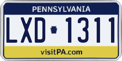 PA license plate LXD1311
