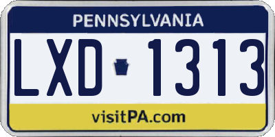 PA license plate LXD1313