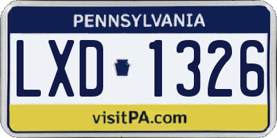 PA license plate LXD1326