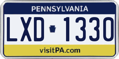 PA license plate LXD1330