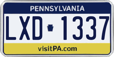 PA license plate LXD1337