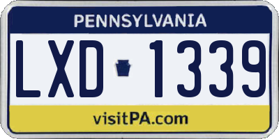 PA license plate LXD1339