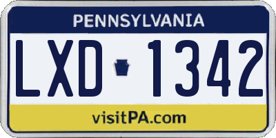 PA license plate LXD1342