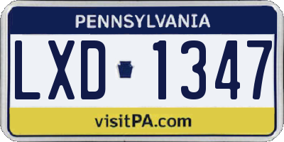 PA license plate LXD1347