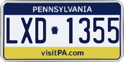 PA license plate LXD1355