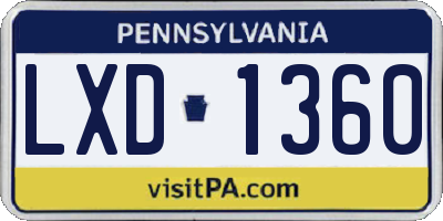 PA license plate LXD1360