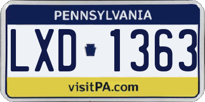 PA license plate LXD1363