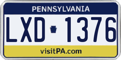 PA license plate LXD1376