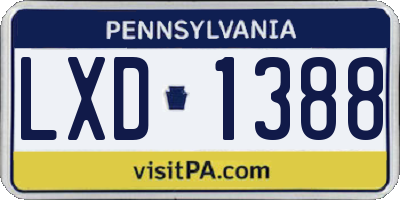 PA license plate LXD1388
