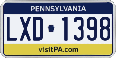 PA license plate LXD1398