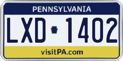 PA license plate LXD1402