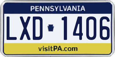 PA license plate LXD1406