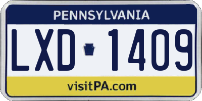 PA license plate LXD1409