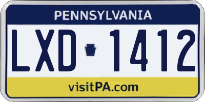 PA license plate LXD1412