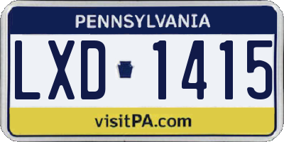 PA license plate LXD1415