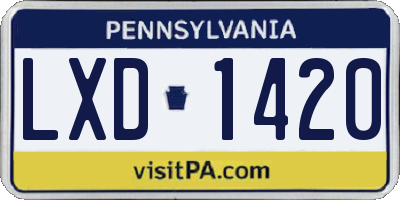 PA license plate LXD1420