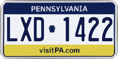 PA license plate LXD1422