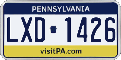 PA license plate LXD1426
