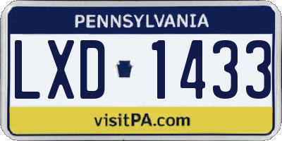 PA license plate LXD1433