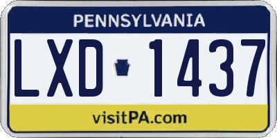 PA license plate LXD1437