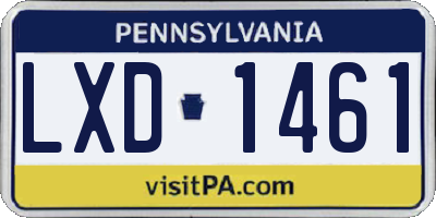 PA license plate LXD1461