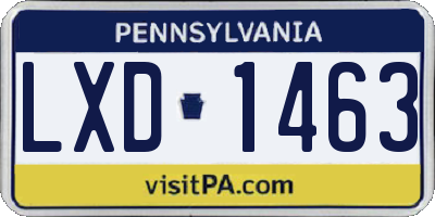 PA license plate LXD1463
