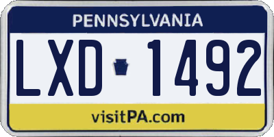 PA license plate LXD1492