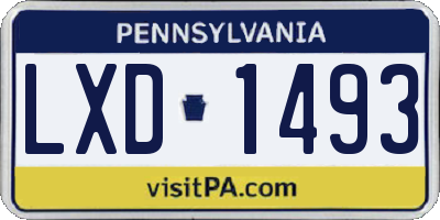 PA license plate LXD1493