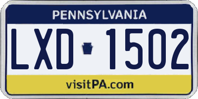 PA license plate LXD1502