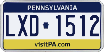 PA license plate LXD1512