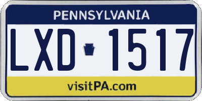 PA license plate LXD1517