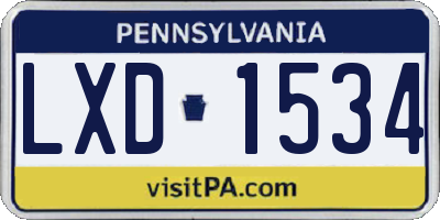 PA license plate LXD1534