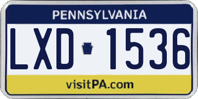 PA license plate LXD1536