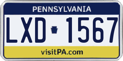 PA license plate LXD1567