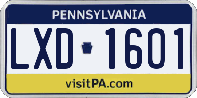 PA license plate LXD1601