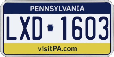 PA license plate LXD1603
