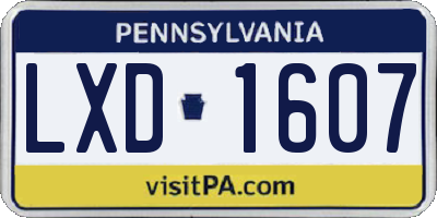 PA license plate LXD1607