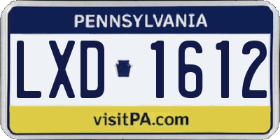 PA license plate LXD1612
