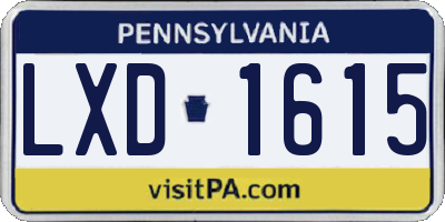 PA license plate LXD1615