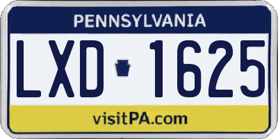 PA license plate LXD1625