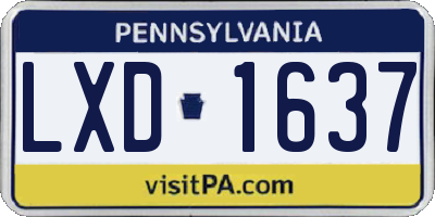 PA license plate LXD1637
